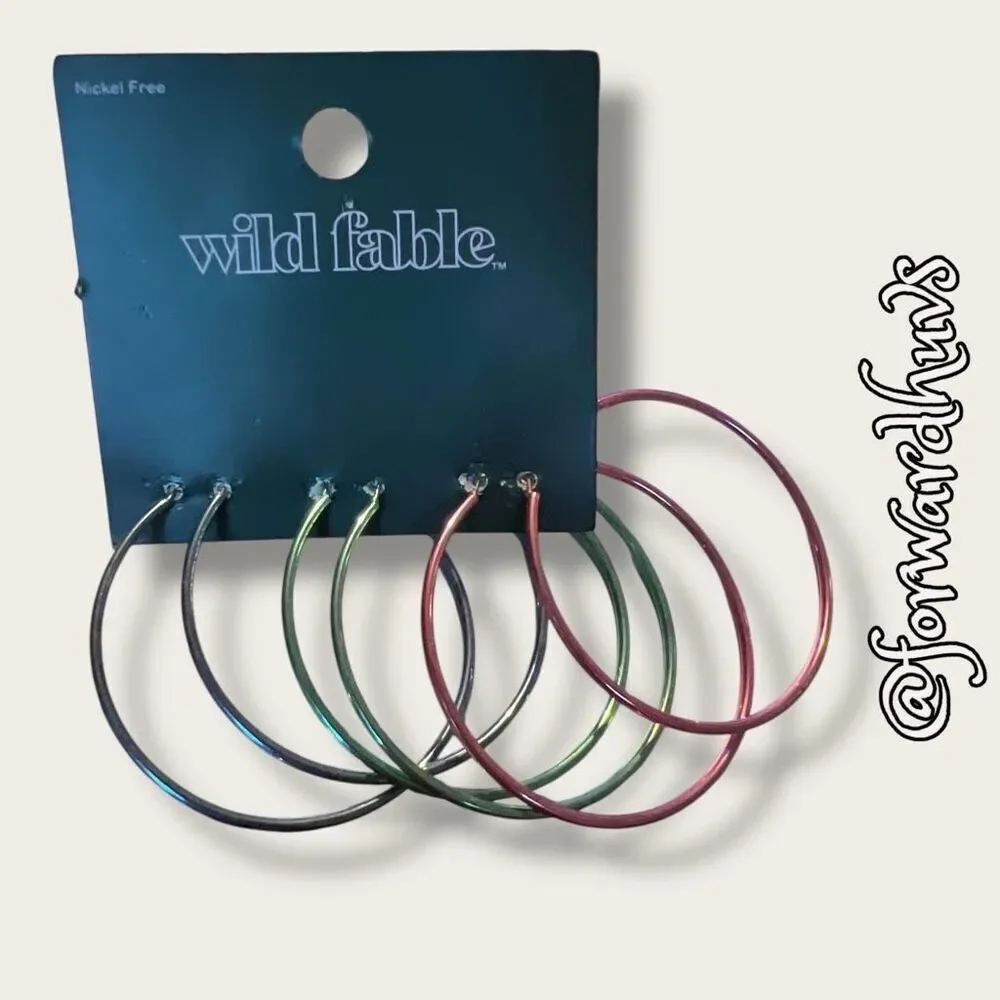 Bundle Sale 3 for $15 | Wild Fable Blue, Green & Pink Hoop Trio Earrings
